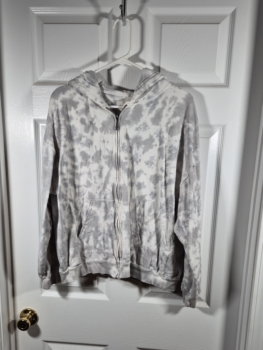 Aeropostale Gray & White Tie-Dye Zip Hoodie